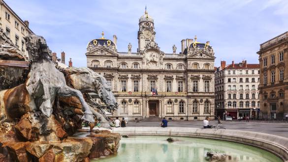 Enchanting Travels France Tours The Terreaux square with fountain in Lyon city, France